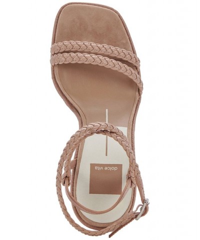 Women's Oro Strappy Braided Two Piece City Sandals Brown $54.60 Shoes