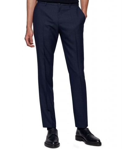 BOSS Men's Micro-Pattern Slim-Fit Trousers Blue $106.56 Pants