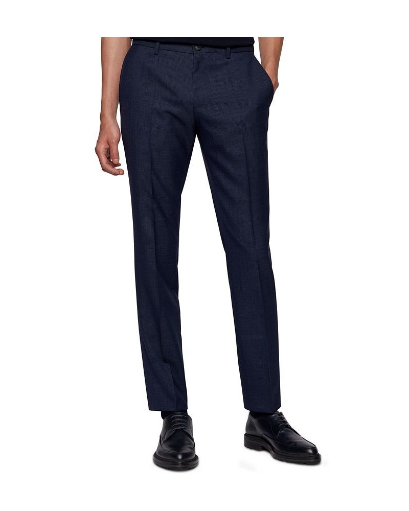 BOSS Men's Micro-Pattern Slim-Fit Trousers Blue $106.56 Pants