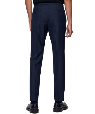 BOSS Men's Micro-Pattern Slim-Fit Trousers Blue $106.56 Pants