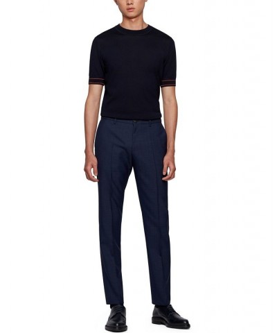 BOSS Men's Micro-Pattern Slim-Fit Trousers Blue $106.56 Pants