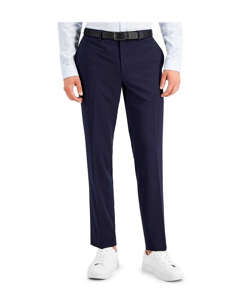 Men's Slim-Fit Navy Solid Suit Pants Blue $18.35 Pants