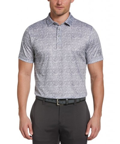 Men's Athletic-Fit Etched Print Short Sleeve Golf Polo Shirt Gray $19.34 Polo Shirts