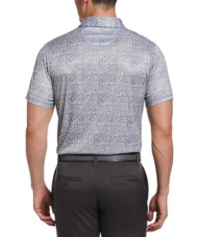 Men's Athletic-Fit Etched Print Short Sleeve Golf Polo Shirt Gray $19.34 Polo Shirts