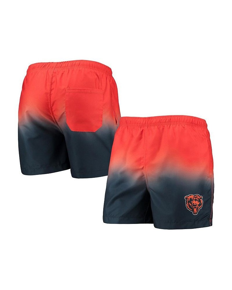 Men's Orange, Navy Chicago Bears Dip-Dye Swim Shorts $26.40 Swimsuits