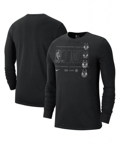 Men's Black Milwaukee Bucks Courtside Chrome Long Sleeve T-shirt $23.65 T-Shirts