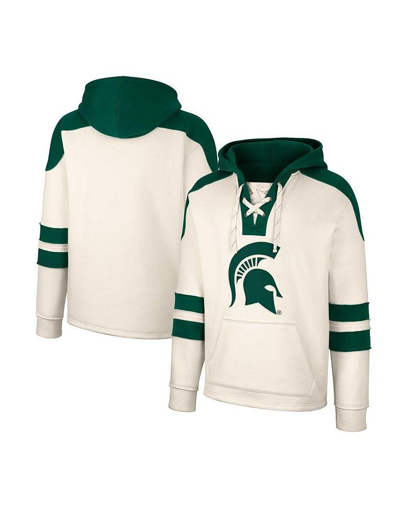 Men's Cream Michigan State Spartans Lace-Up 4.0 Vintage-Like Pullover Hoodie $38.24 Sweatshirt