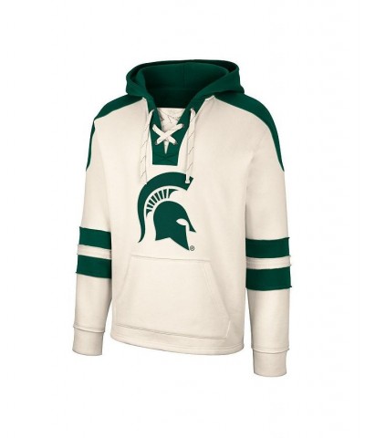 Men's Cream Michigan State Spartans Lace-Up 4.0 Vintage-Like Pullover Hoodie $38.24 Sweatshirt