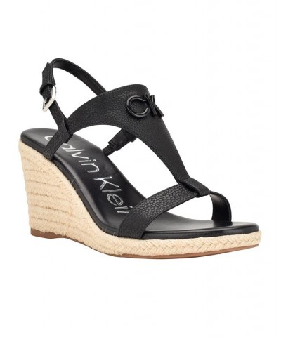 Women's Blinda Round Toe Dress Wedge Sandals Black $45.54 Shoes