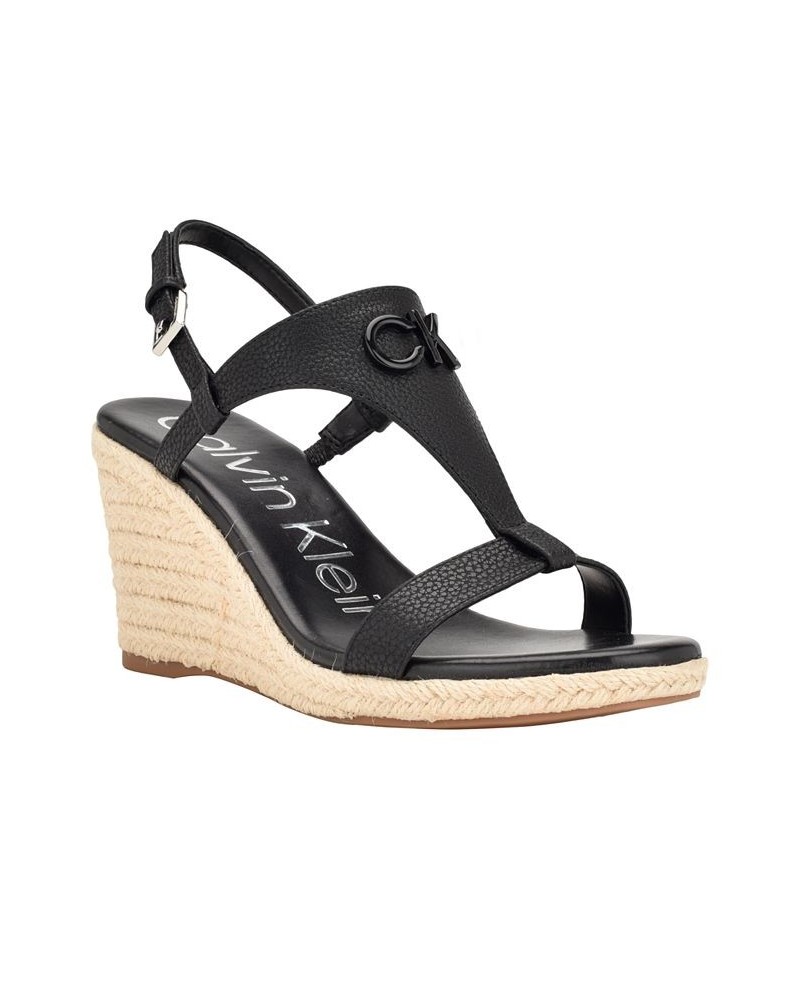 Women's Blinda Round Toe Dress Wedge Sandals Black $45.54 Shoes