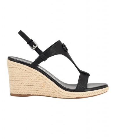 Women's Blinda Round Toe Dress Wedge Sandals Black $45.54 Shoes