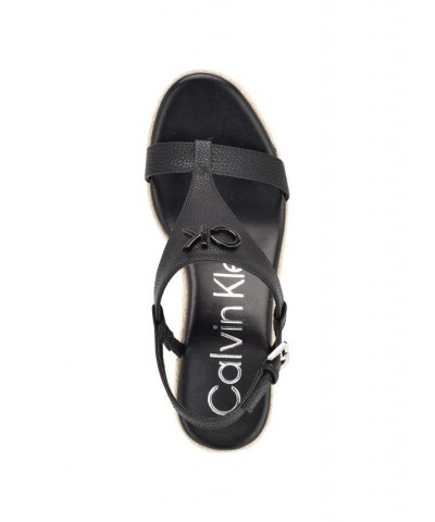 Women's Blinda Round Toe Dress Wedge Sandals Black $45.54 Shoes