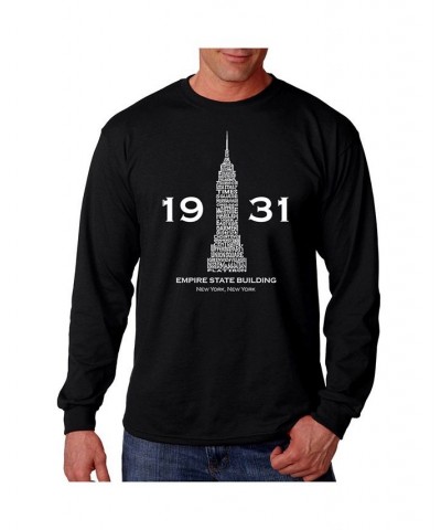 Men's Word Art - Empire State Building Long Sleeve T-Shirt Black $19.20 T-Shirts