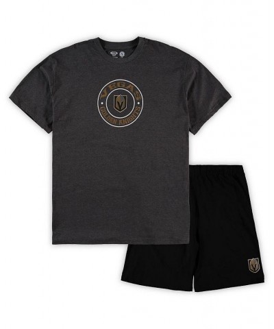 Men's Black, Heathered Charcoal Vegas Golden Knights Big and Tall T-shirt and Shorts Sleep Set $29.14 Pajama