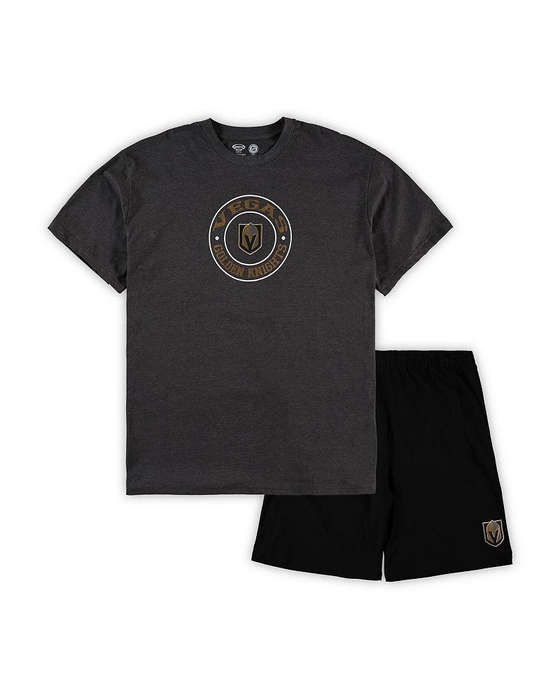 Men's Black, Heathered Charcoal Vegas Golden Knights Big and Tall T-shirt and Shorts Sleep Set $29.14 Pajama