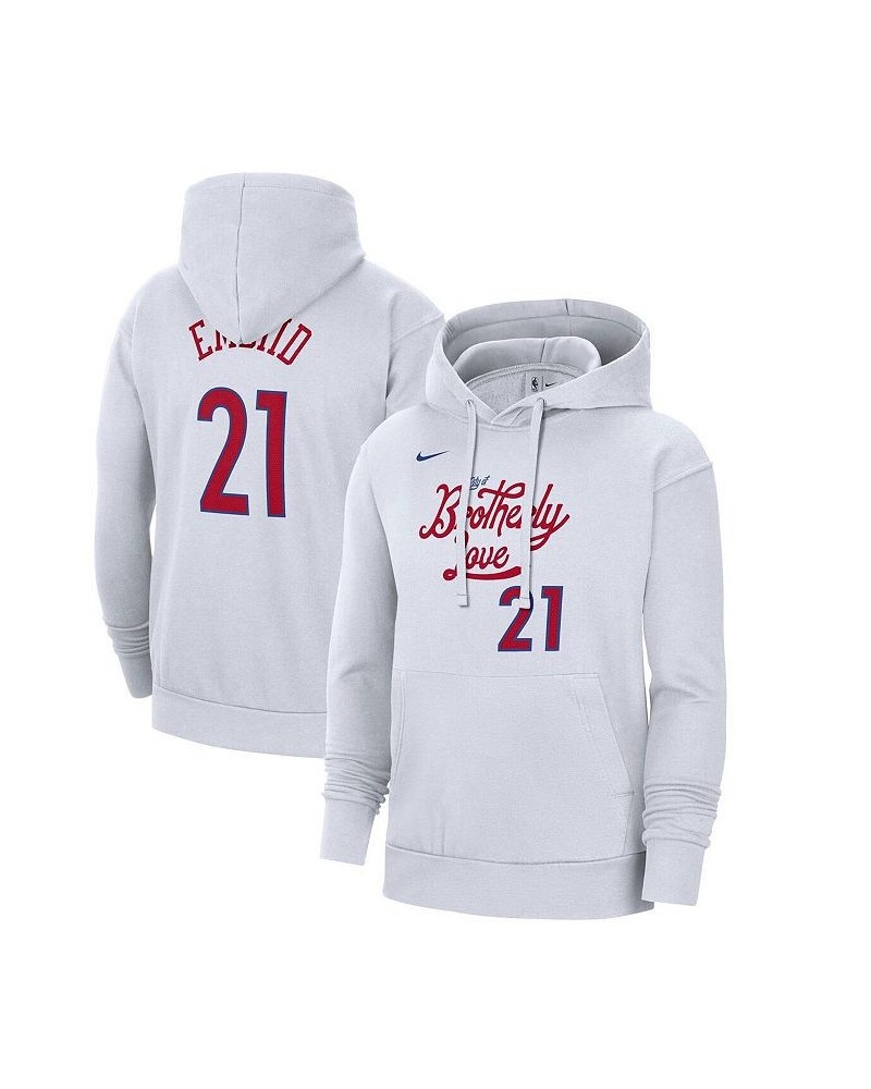 Men's Joel Embiid White Philadelphia 76Ers 2022/23 City Edition Name and Number Pullover Hoodie $46.74 Sweatshirt