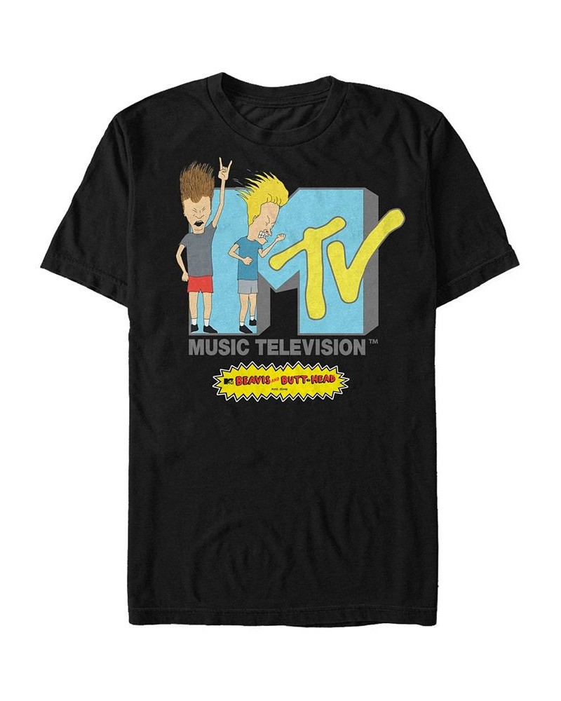 Men's Beavis and Butthead Rock Logo Short Sleeve T- shirt Black $18.19 T-Shirts