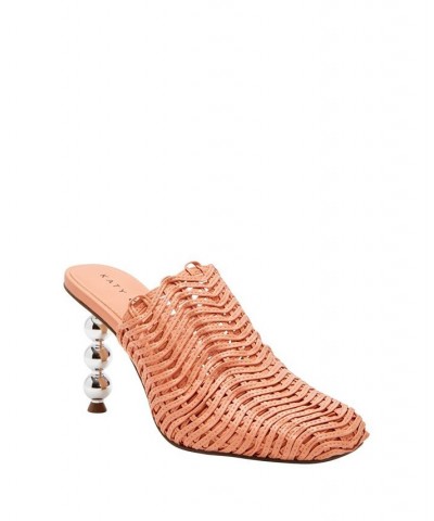 Women's The Beed Zig Zag Slip-On Mules Orange $62.58 Shoes