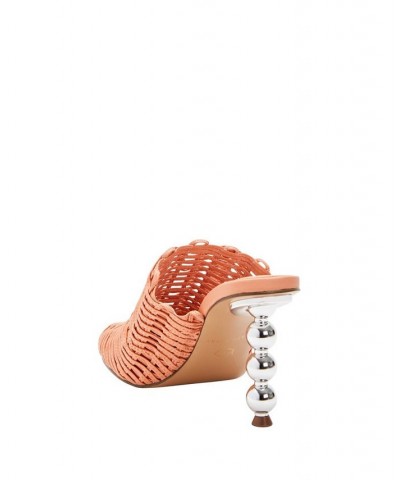 Women's The Beed Zig Zag Slip-On Mules Orange $62.58 Shoes