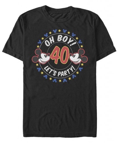 Men's Oh Boy Mickey 40 Short Sleeve Crew T-shirt Black $15.75 T-Shirts