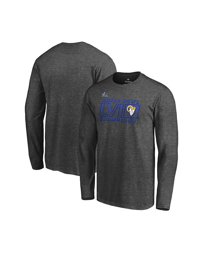 Men's Branded Heather Charcoal Los Angeles Rams Super Bowl LVI Champions Fumble Long Sleeve T-shirt $18.40 T-Shirts