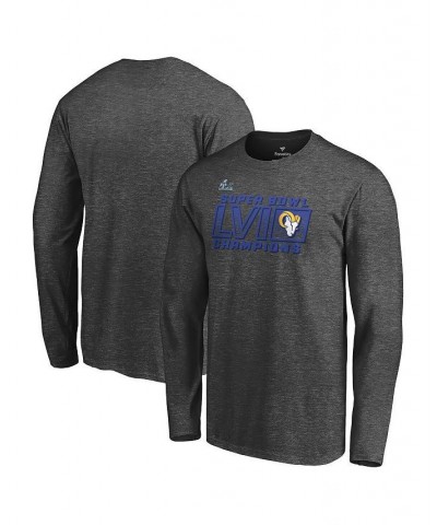 Men's Branded Heather Charcoal Los Angeles Rams Super Bowl LVI Champions Fumble Long Sleeve T-shirt $18.40 T-Shirts