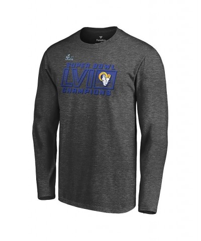 Men's Branded Heather Charcoal Los Angeles Rams Super Bowl LVI Champions Fumble Long Sleeve T-shirt $18.40 T-Shirts