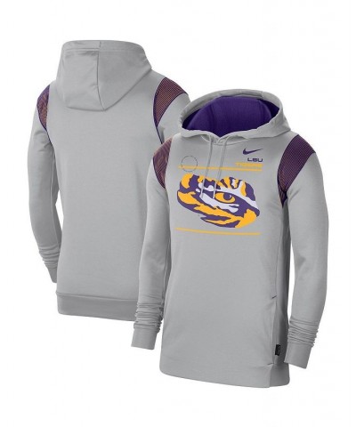 Men's Gray LSU Tigers 2021 Team Sideline Performance Pullover Hoodie $38.49 Sweatshirt