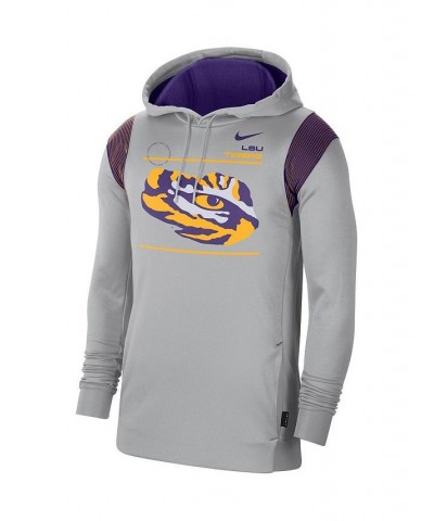 Men's Gray LSU Tigers 2021 Team Sideline Performance Pullover Hoodie $38.49 Sweatshirt