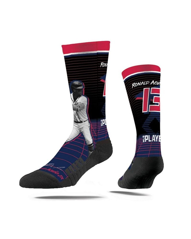 Men's and Women's Ronald Acuna Jr. Atlanta Braves Synthwave Premium Full Sub Crew Socks $17.59 Socks