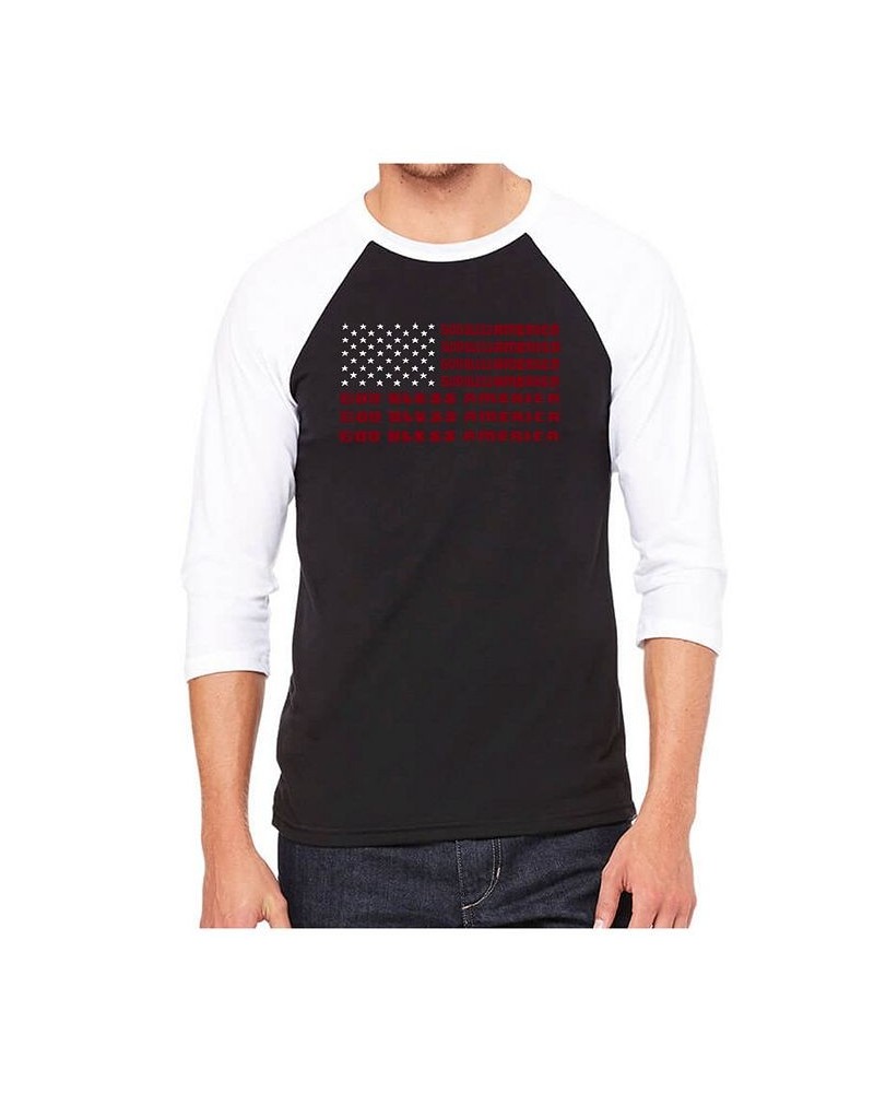 Men's Raglan Word Art T-shirt - God Bless America Black $20.70 T-Shirts