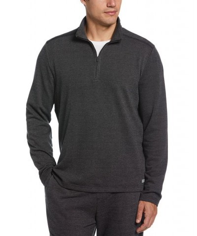 Men's Heathered Textured-Knit 1/4-Zip Fleece Pajama Sweater Gray $15.03 Pajama