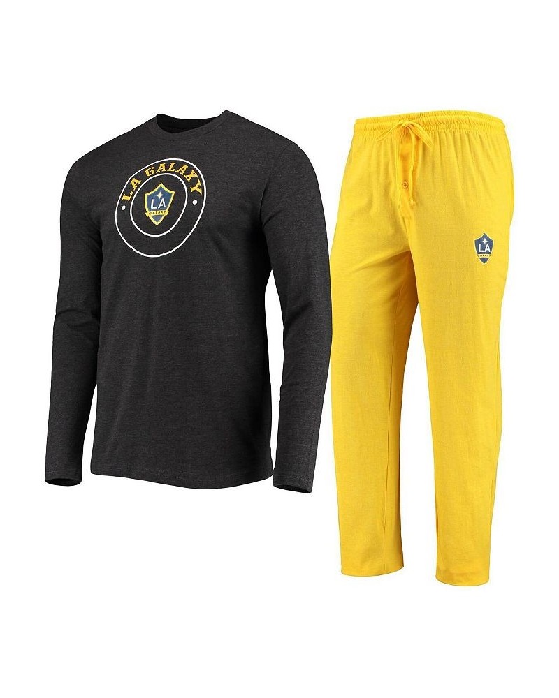 Men's Black, Gold LA Galaxy Meter Long Sleeve T-shirt and Pants Sleep Set $26.00 Pajama