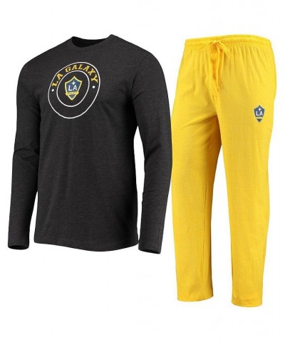 Men's Black, Gold LA Galaxy Meter Long Sleeve T-shirt and Pants Sleep Set $26.00 Pajama