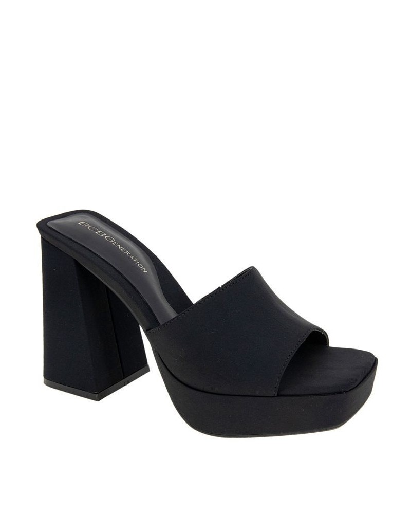 Women's Galixy Slide Platform Sandal Black $50.14 Shoes