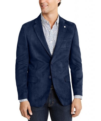 Men's Modern-Fit Faux-Suede Sport Coat Blue $43.52 Blazers