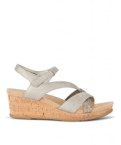 Women's Farah Casual Almond Toe Wedge Sandal Tan/Beige $45.39 Shoes