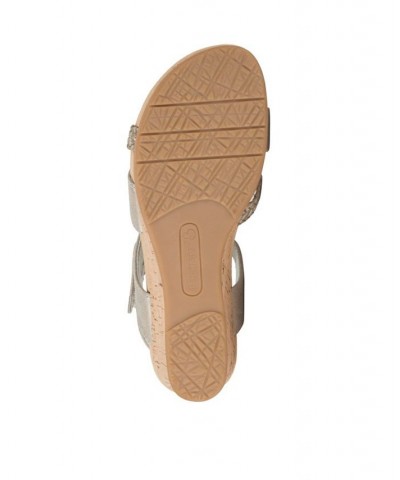 Women's Farah Casual Almond Toe Wedge Sandal Tan/Beige $45.39 Shoes