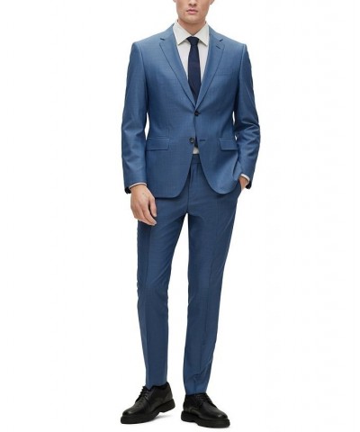 BOSS Men's Slim-Fit Suit in Wool, Silk and Stretch Blue $298.65 Suits