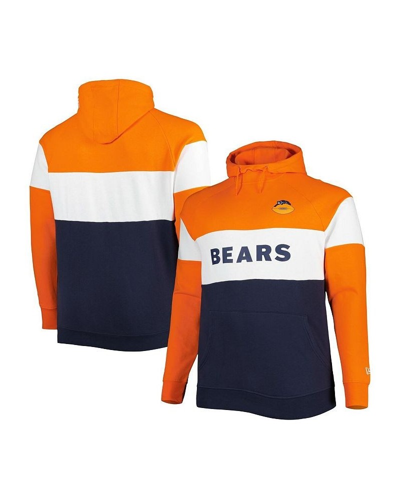 Men's Navy Chicago Bears Big and Tall Throwback Colorblock Raglan Pullover Hoodie $46.55 Sweatshirt