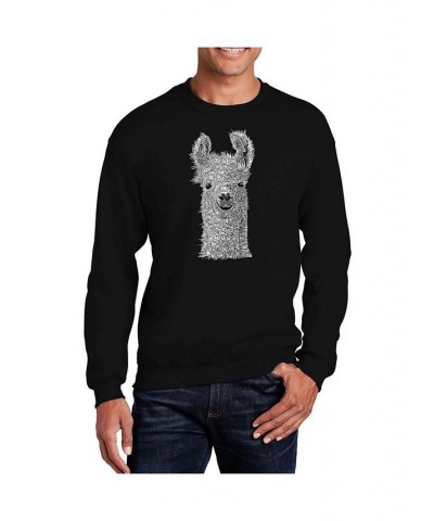 Men's Word Art Llama Crewneck Sweatshirt Black $26.99 Sweatshirt