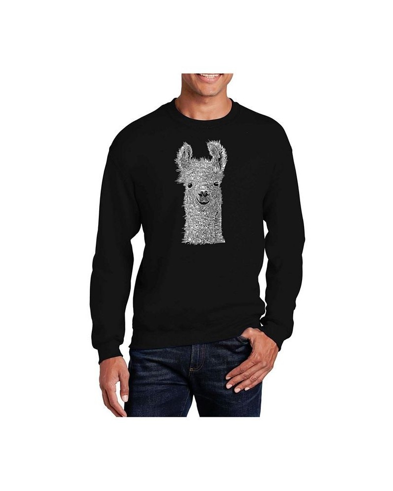 Men's Word Art Llama Crewneck Sweatshirt Black $26.99 Sweatshirt