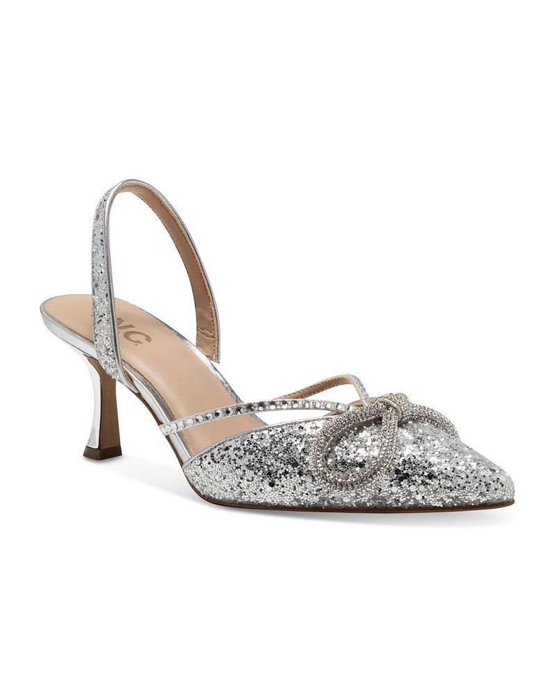 Gerley Bow Mid-Heel Pumps Gray $48.76 Shoes