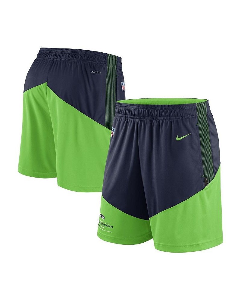 Men's Navy, Neon Green Seattle Seahawks Primary Lockup Performance Shorts $30.79 Shorts