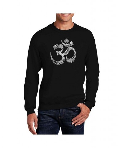 Men's Word Art Poses Om Crewneck Sweatshirt Black $28.49 Sweatshirt