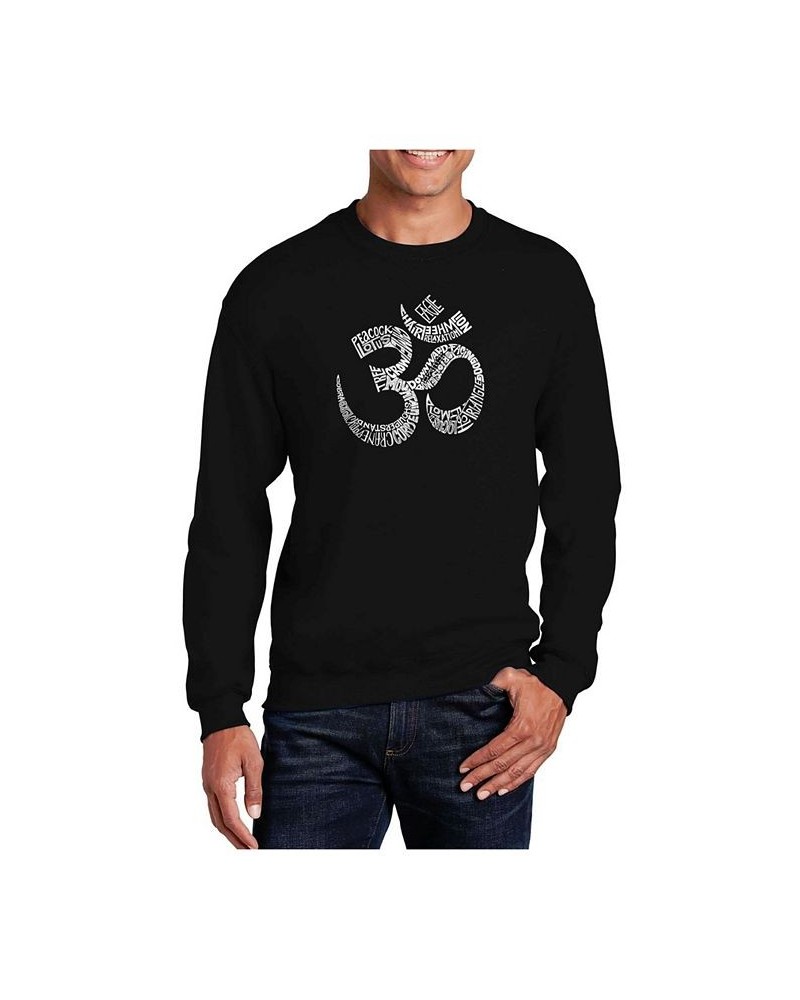 Men's Word Art Poses Om Crewneck Sweatshirt Black $28.49 Sweatshirt