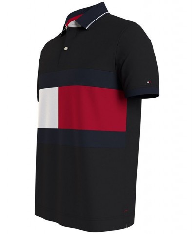 Men's TH FLEX Hilfiger Flag Custom Fit Polo Black $35.04 Polo Shirts