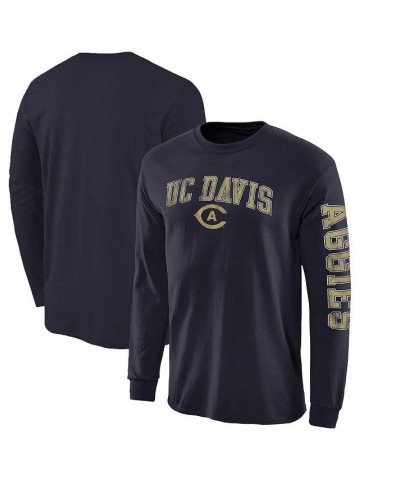 Men's Branded Navy UC Davis Aggies Distressed Arch Over Logo 2-Hit Long Sleeve T-shirt $17.35 T-Shirts