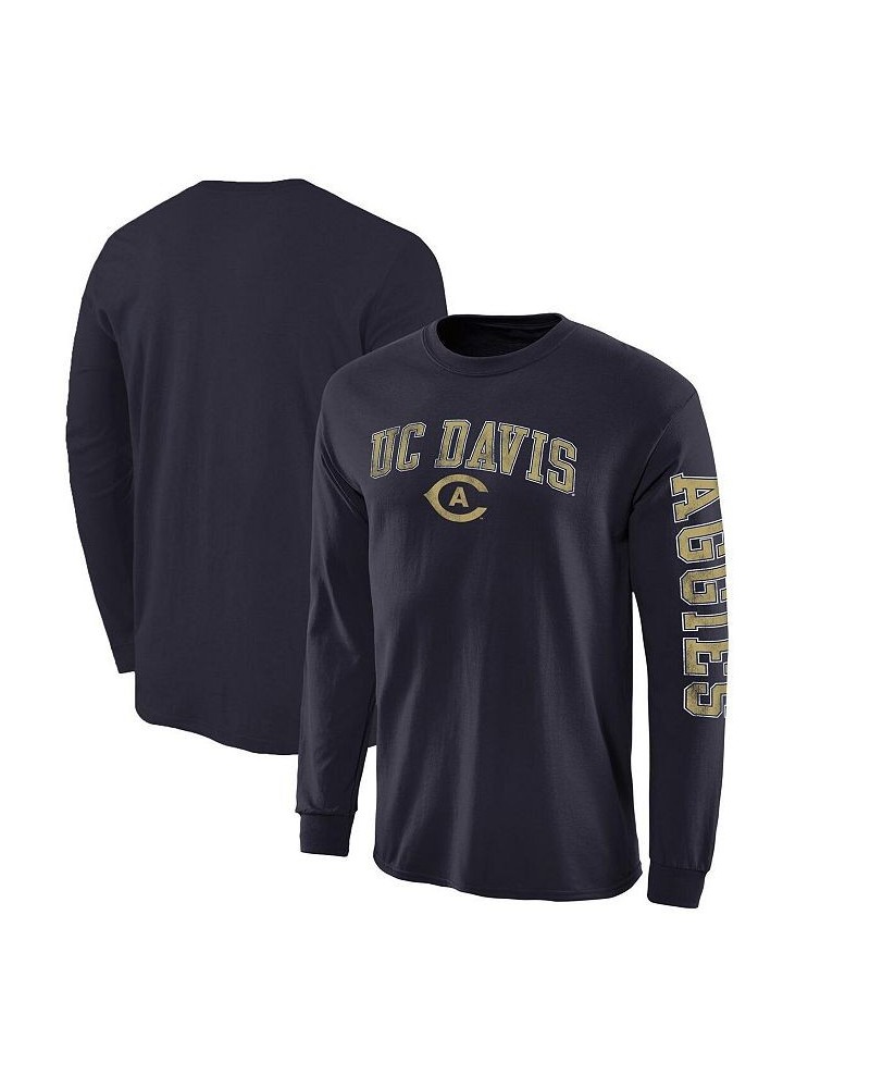 Men's Branded Navy UC Davis Aggies Distressed Arch Over Logo 2-Hit Long Sleeve T-shirt $17.35 T-Shirts