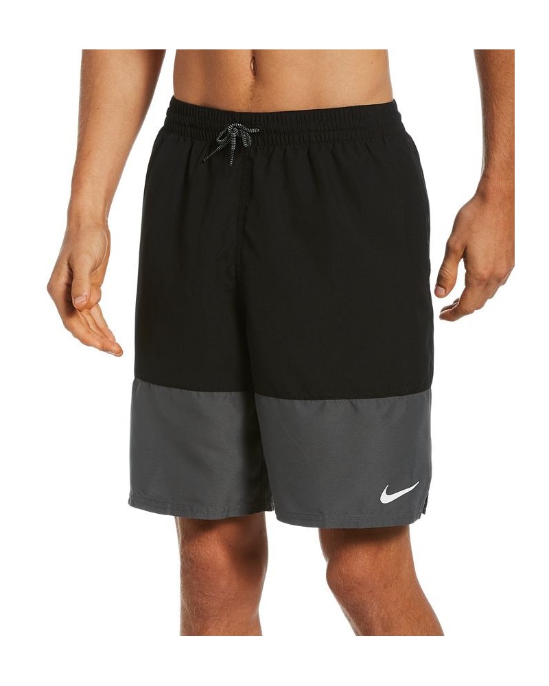 Men's Big & Tall Colorblocked 9" Swim Trunks Black $21.21 Swimsuits